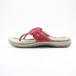 Earth Spirit Tori Red Leather Flat Lightweight Thong Sandals - 8